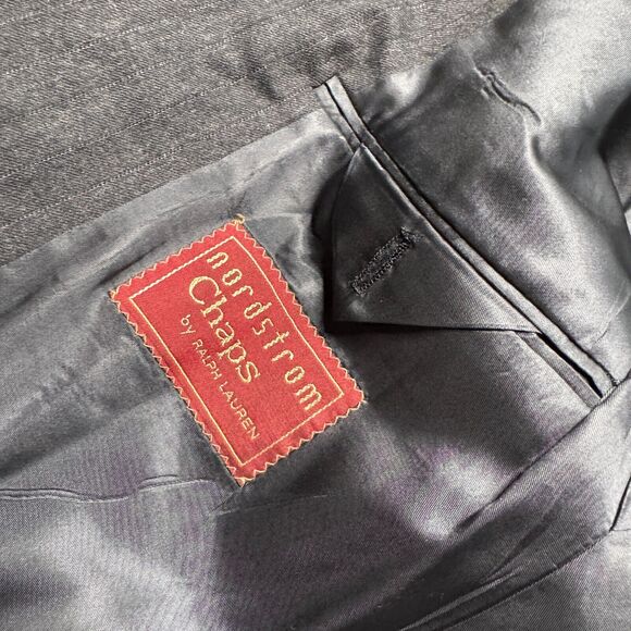 Vintage Chaps Ralph Lauren Blazer Virgin Wool Dark Blue Striped Mens 42 2 Button - Picture 6 of 13